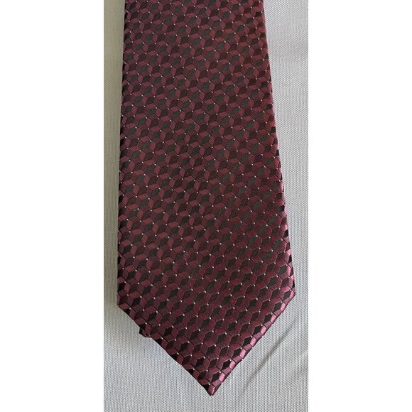 AlfaTech by Alfani Mens Wine/Black Geometric Neck Tie NEW - Picture 5 of 13